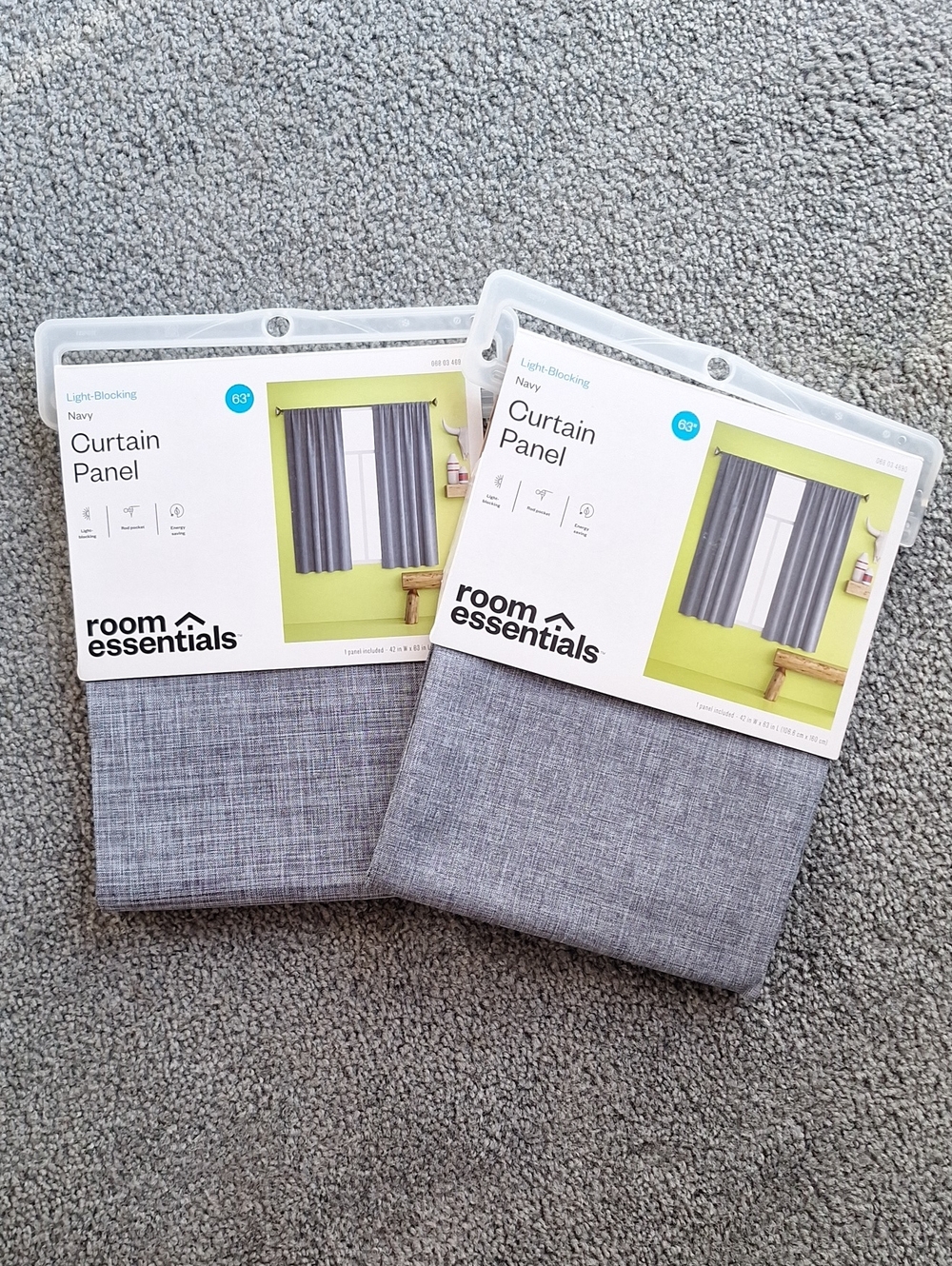 Room Essentials Navy Heathered Light-Blocking Curtain Panel Set Of 2